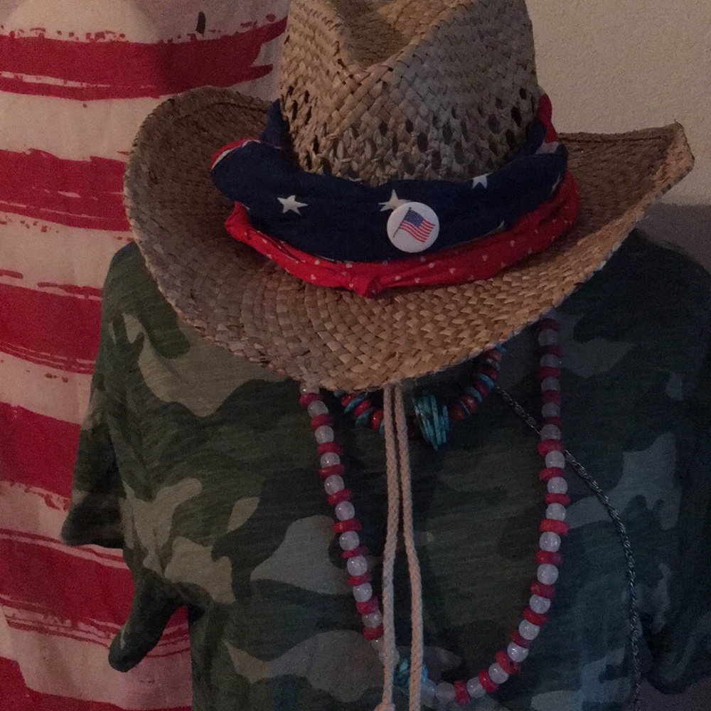 Bohemian Patriot Cowgirl Straw Hat